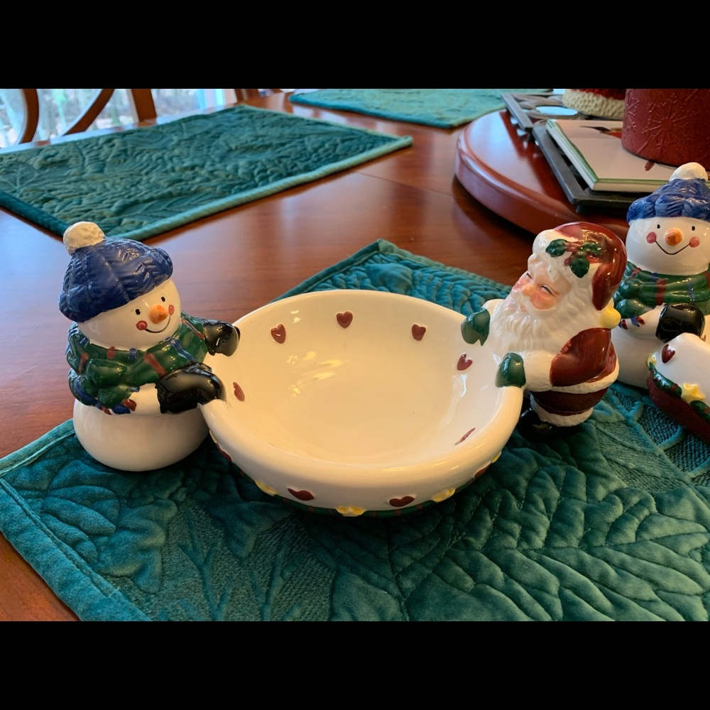 Holiday cracker and dip serving set. Adorable snowmen. - Picture 3 of 4